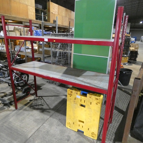 VAT - 1 x Red metal warehouse rack comprising of 2 uprights approx 67cm ...