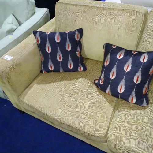 1120 - 1 x Yellow fabric upholstered 2 seater sofa approx 179cm wide