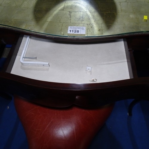 1128 - 1 x Christopher Guy 'Vanity Fair' dark wood dressing table with a glass top and oval mirror approx 9... 