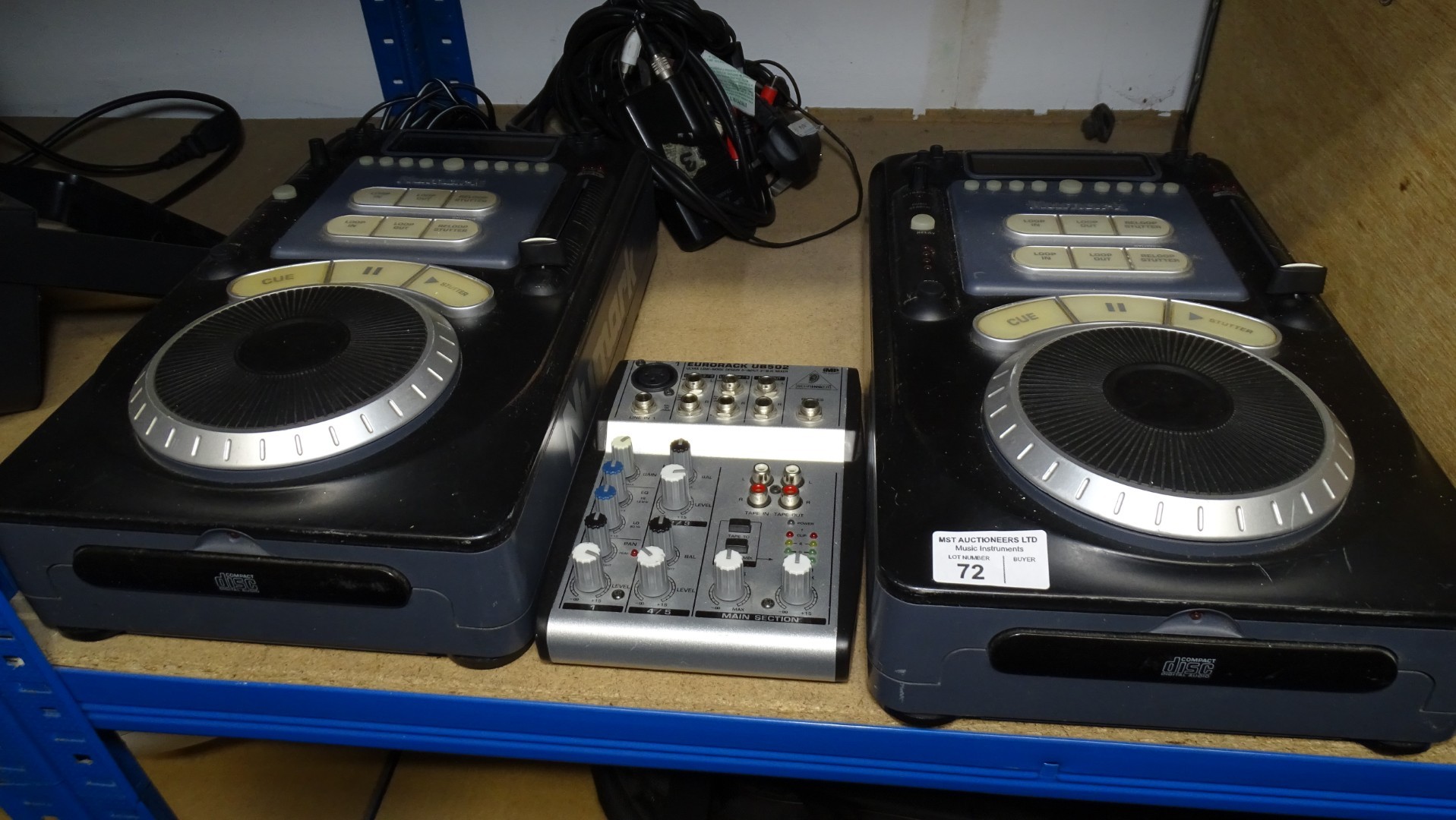2 x Numark CDJ variable speed cd players, 1 x Behringer Eurorack UB502 ...