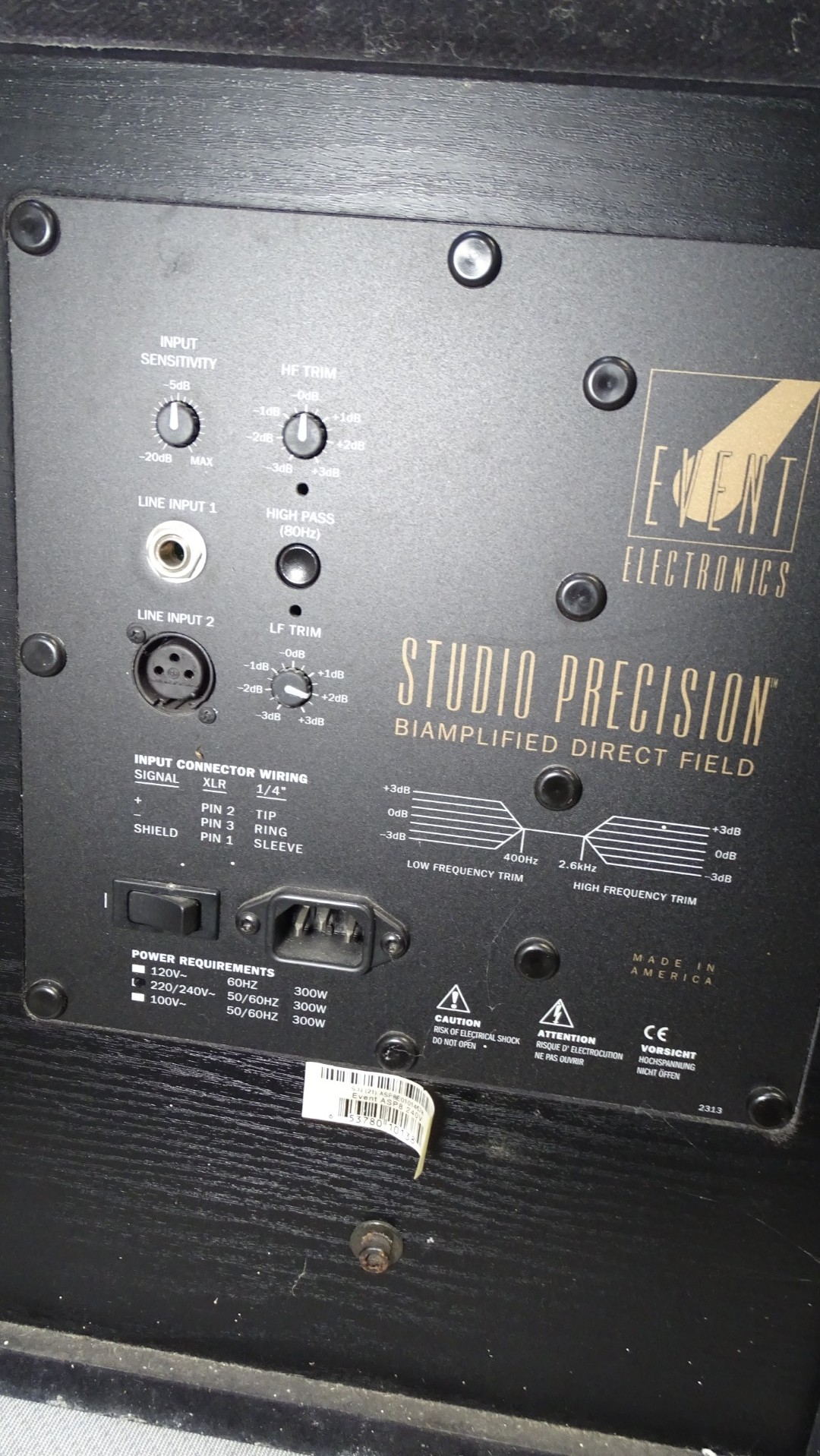 A Pair of Event Studio Precision ASP8 active studio monitor speakers
