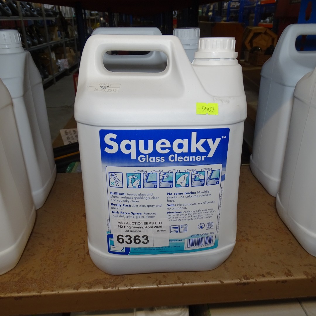 2 x 5L bottles of Squeaky glass cleaner- VAT