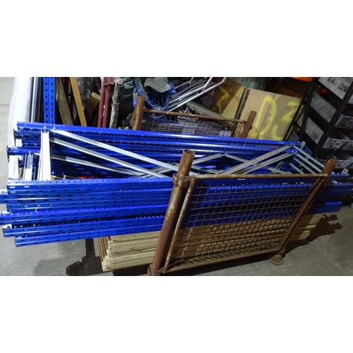 A quantity of blue and orange metal boltless racking comprising of 7 ...