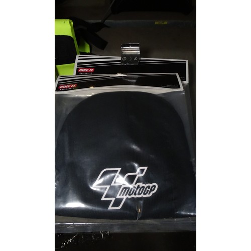 8071 - A quantity of various items to include Moto GP Hats, Goggles and a pair of hand guards etc - Content... 