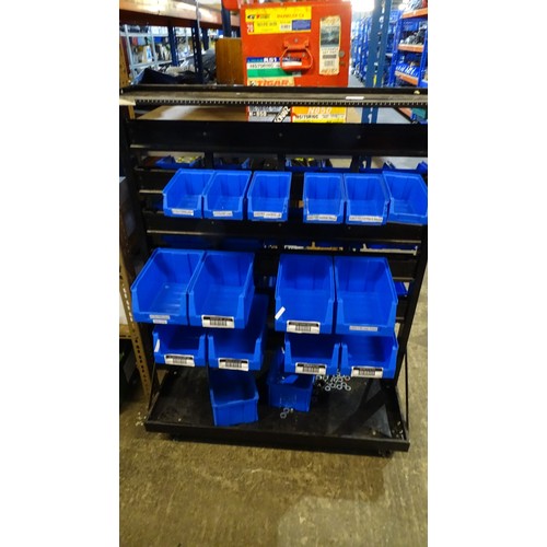 1 x Wheeled lin bin type storage rack with a quantity of various blue ...