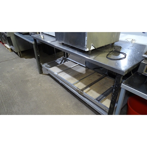 1257 - VAT.  commercial stainless steel catering type table with shelf beneath approx 183x83cm... 