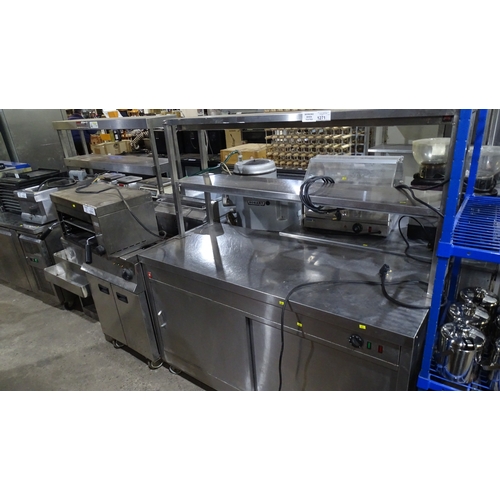 1271 - A large prep counter / hot cupboard with gantry approx 150*67*160cm Tested Working... 