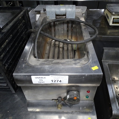 1274 - VAT. A commercial stainless steel counter top single fryer o basket 240v trade... 