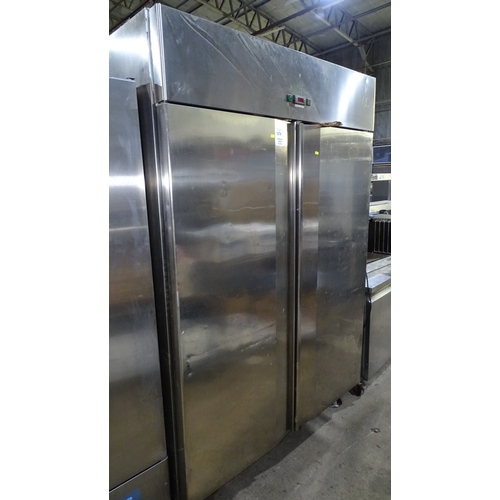 1278 - VAT. A commercial stainless steel double door fridge by matricola type SPA-TN-140 approx 140*84*212c... 