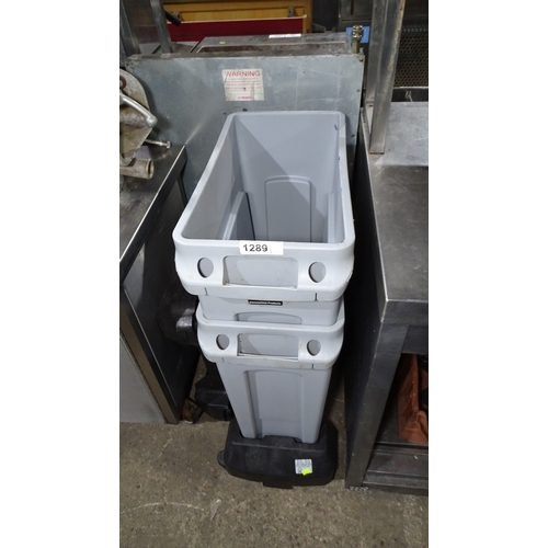 1289 - 2 x mobile bins by rubbermaid (no lids)