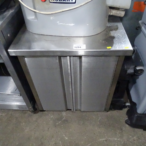 1291 - A commercial stainless steel mobile 2 door storage cabinet approx 65*55*80cm