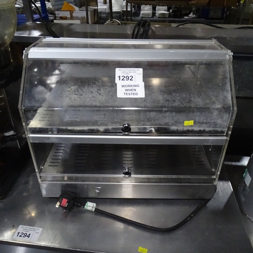 1292 - VAT. A counter top hot food display cabinet by Adexa trade. Tested Working... 