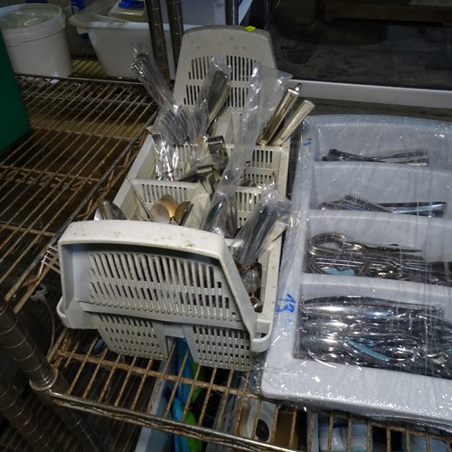 1245 - A quantity of various catering related items including cutlery, utensils, rubber gloves etc, content... 
