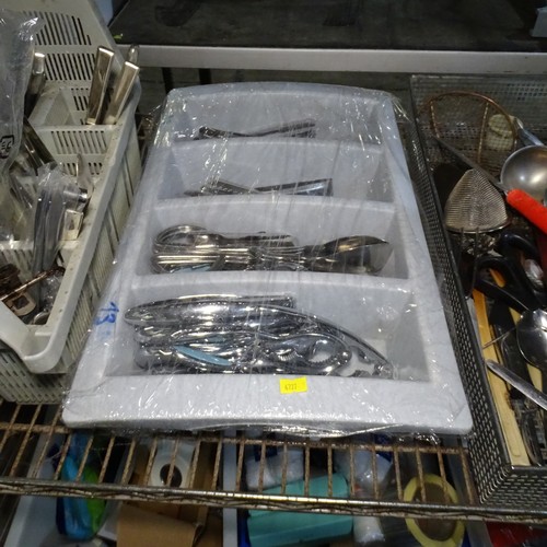 1245 - A quantity of various catering related items including cutlery, utensils, rubber gloves etc, content... 