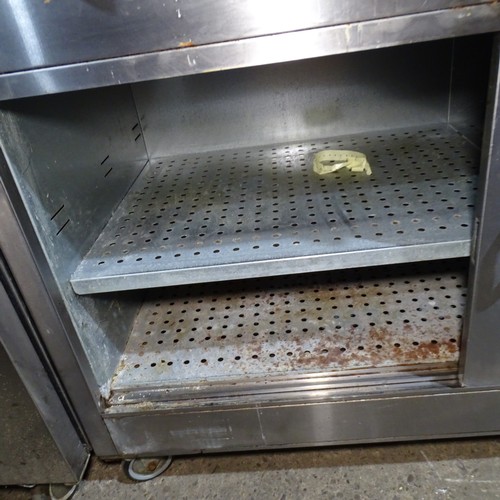 1271 - A large prep counter / hot cupboard with gantry approx 150*67*160cm Tested Working... 