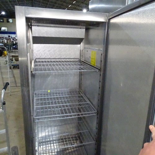 1279 - A commercial stainless steel single door fridge by polar type G590-02 4 shelves trade Tested Working... 