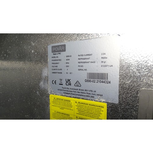 1283 - A commercial stainless steelsingle door fridge by polar type G590-02 trade Tested Working... 