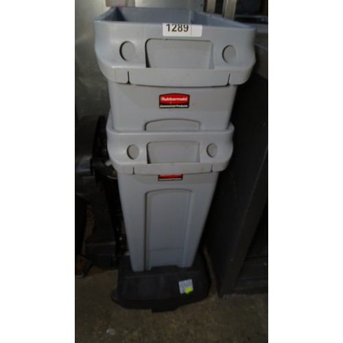 1289 - 2 x mobile bins by rubbermaid (no lids)