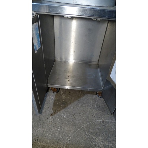 1291 - A commercial stainless steel mobile 2 door storage cabinet approx 65*55*80cm