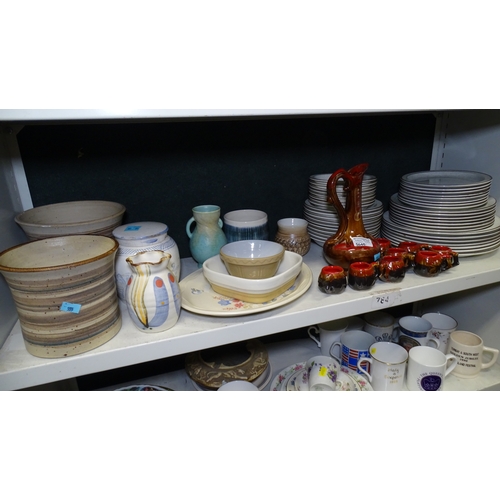 5046 - A quantity of Poole pottery dinner and breakfast plates and a quantity of miscellaneous mainly stone... 