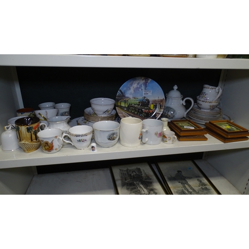 5050 - Two decorative wall plates and a quantity of miscellaneous decorative tea ware, beakers and the mini... 