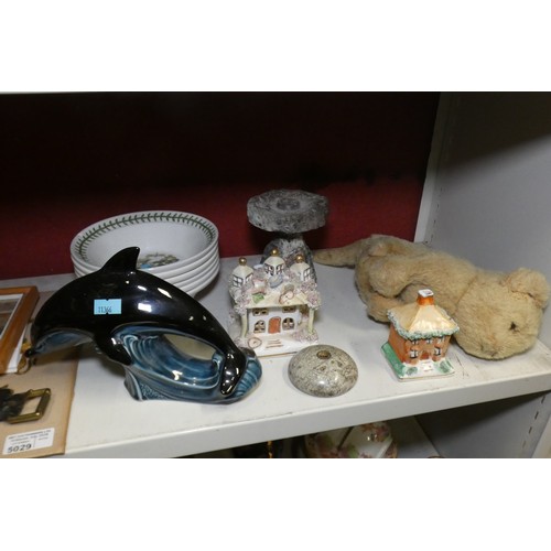 5029 - A Poole pottery dolphin, a set of Portmeirion dishes and a quantity of miscellaneous decorative orna... 
