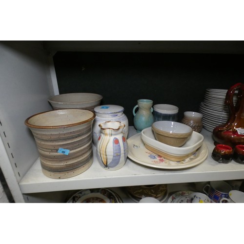 5046 - A quantity of Poole pottery dinner and breakfast plates and a quantity of miscellaneous mainly stone... 