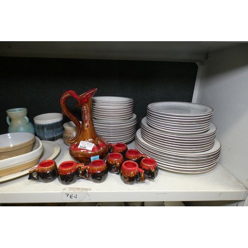 5046 - A quantity of Poole pottery dinner and breakfast plates and a quantity of miscellaneous mainly stone... 