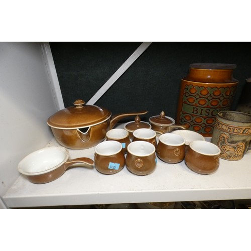5049 - A quantity of miscellaneous brown pottery teapots, coffee pots, jugs and miscellaneous stoneware kit... 