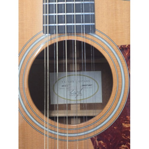 5283 - 1 x Taylor 355-CE 12- String Acoustic - Electric Guitar. SN: 20030724027. This guitar is accompanied... 