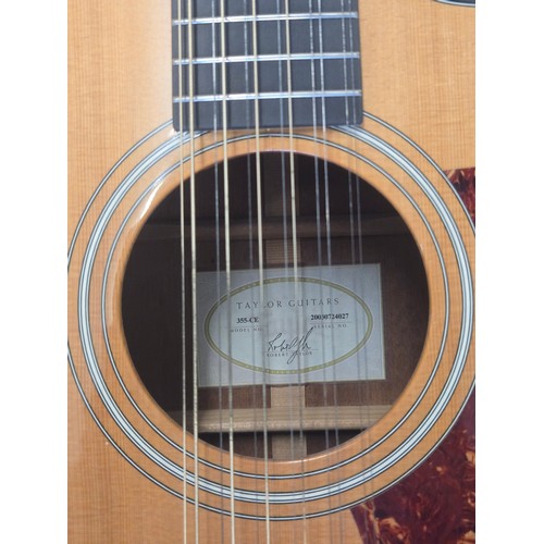 5283 - 1 x Taylor 355-CE 12- String Acoustic - Electric Guitar. SN: 20030724027. This guitar is accompanied... 