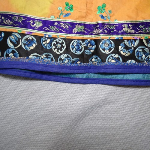5101 - A Chinese woman's informal lined apricot / orange silk type butterfly robe / Kimono, length approx 1... 