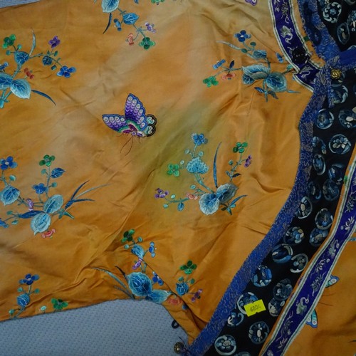 5101 - A Chinese woman's informal lined apricot / orange silk type butterfly robe / Kimono, length approx 1... 
