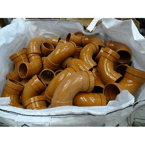 Vat. A quantity of Aquaflow 110mm terracotta 87.5° double socket bends ...