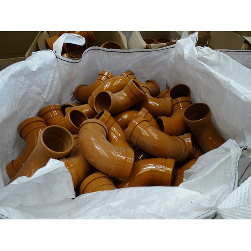 Vat. A quantity of Aquaflow 110mm terracotta 87.5° double socket bends ...