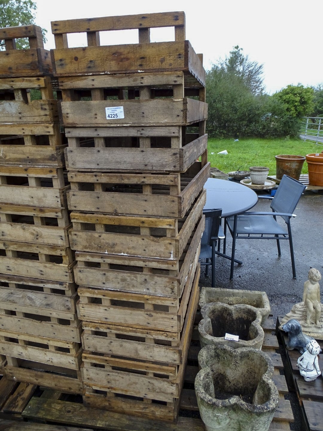 A stack of 10 fruit crates