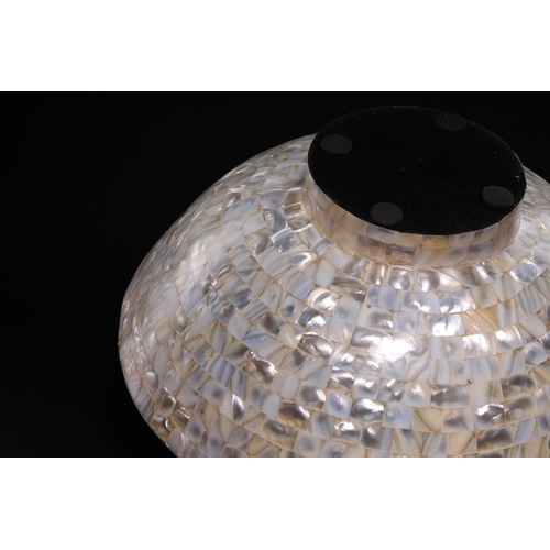 139 - A LARGE ANGLO-INDIAN MOTHER-OF-PEARL MOSAIC FOOTED DECORATIVE BOWL, 19TH CENTURY OR LATER. - An Angl... 