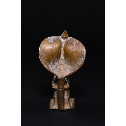 141 - A DECCAN BRONZE NAGA-NANDI SHRINE SCULPTURE, 19TH CENTURY. - A traditional Indian ritual sculpture f... 