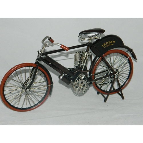 49 - Indian Springfield Massachusetts' model engine bicycle 30cm L x 15cm H approx