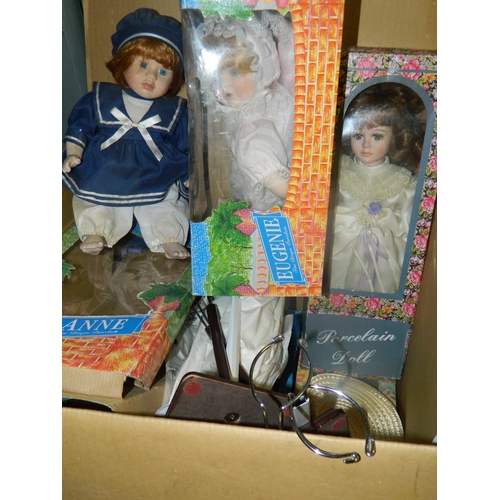 53 - 10 porcelain dolls with stands