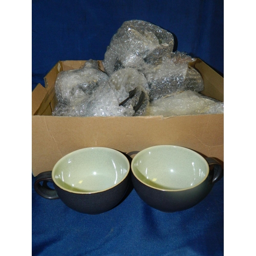 55 - Denby Energy 6 large teacups and saucers and side plates [charcoal and green]