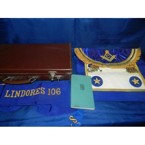 61 - Leather Case of Masonic ware