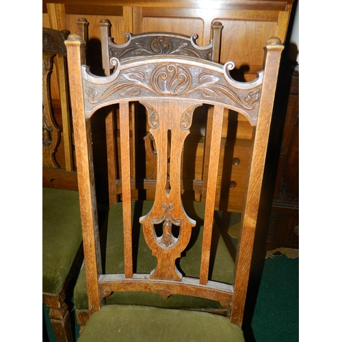 164 - 4 oak Edwardian chairs