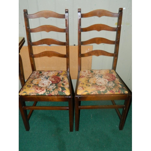 168 - 6 Ladder back Ercol chairs with floral upholstery