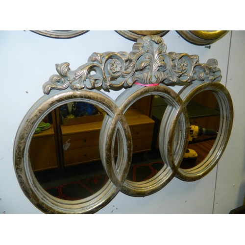 177 - Pair of triple gilt framed mirrors