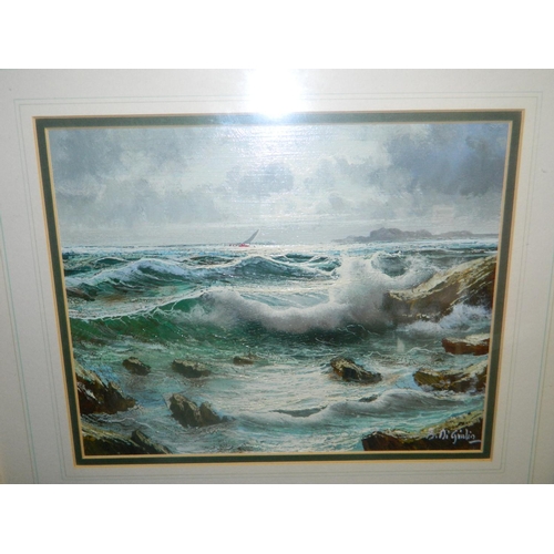 283 - Framed oilograph 'rough seas' seascape 54x48cm