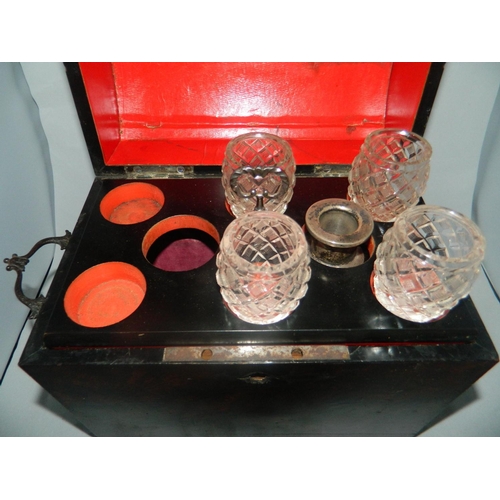 29 - Tantalus boxed, with Birmingham 1923 silver collar on decanter(one decanter missing)