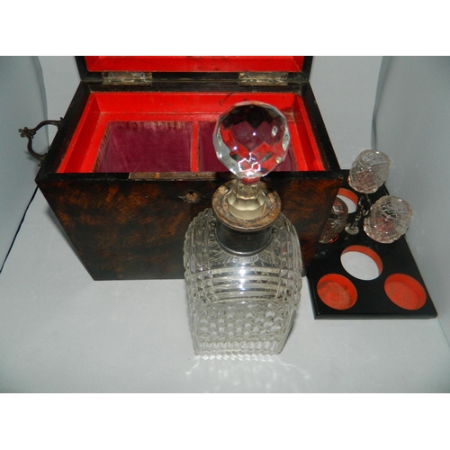 29 - Tantalus boxed, with Birmingham 1923 silver collar on decanter(one decanter missing)