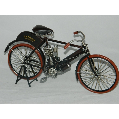 49 - Indian Springfield Massachusetts' model engine bicycle 30cm L x 15cm H approx