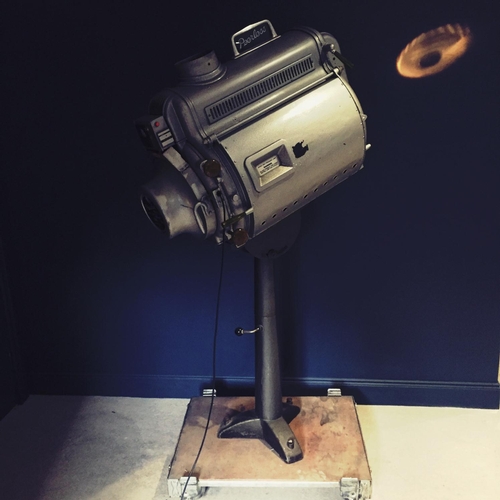 34 - Peerless vintage cinema projector on stand and castors(makers Kelvin Bottomley & Baird Glasgow)